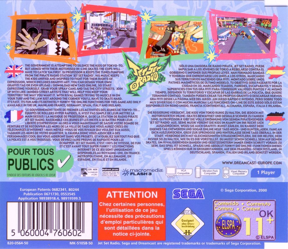 Back Cover for Jet Grind Radio (Dreamcast)