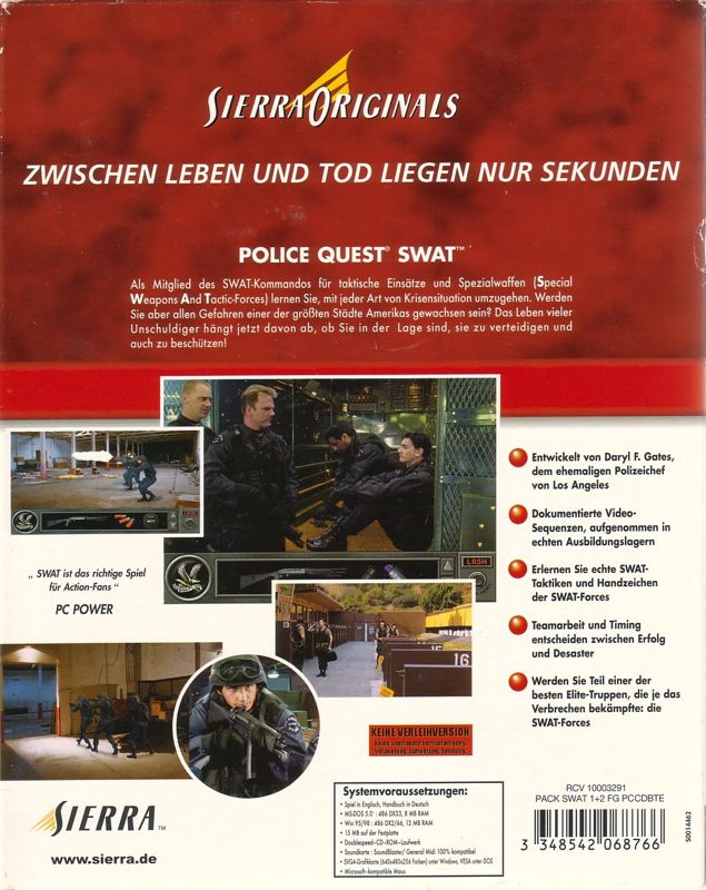 Back Cover for Daryl F. Gates' Police Quest: SWAT (Windows and Windows 3.x) (Sierra Originals)