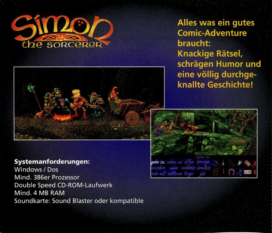 Back Cover for Simon the Sorcerer (DOS and Windows) (Fun Online Supergames covermount)