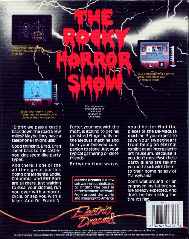Back Cover for The Rocky Horror Show (Commodore 64)