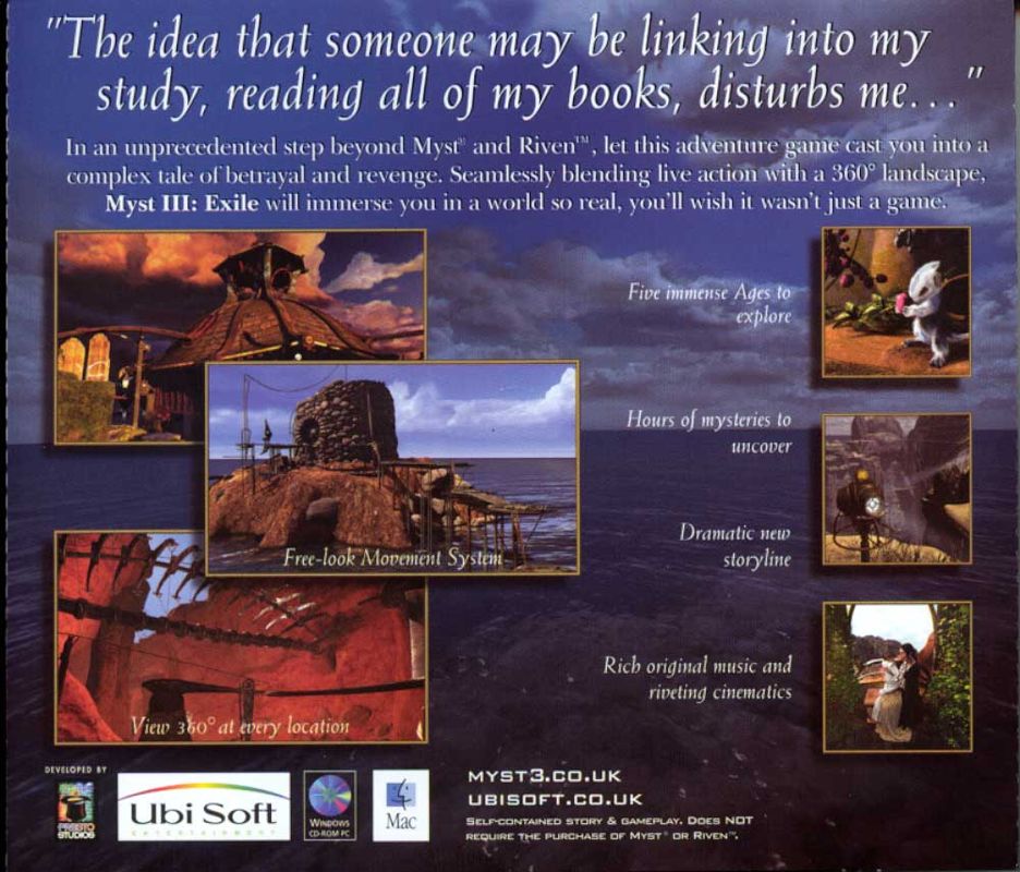 Other for Myst III: Exile (Collector's Edition) (Macintosh and Windows): Jewel Case - Back
