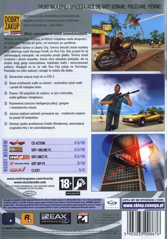 Back Cover for Grand Theft Auto: Vice City (Windows) (Super$eller release)