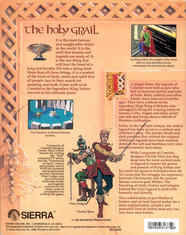 Back Cover for Conquests of Camelot: The Search for the Grail (DOS)
