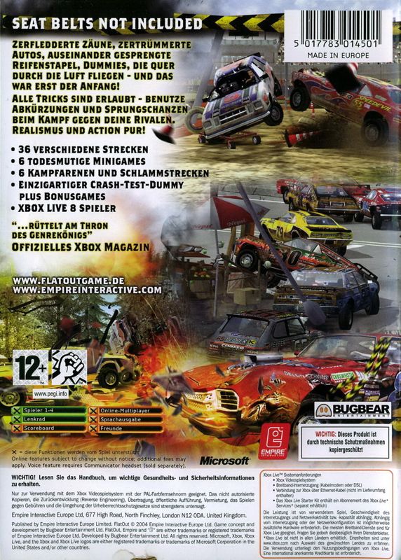 Back Cover for FlatOut (Xbox)