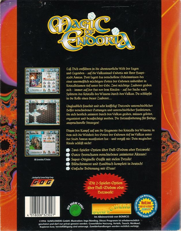 Back Cover for Magic of Endoria (DOS) (3.5" Disk release)