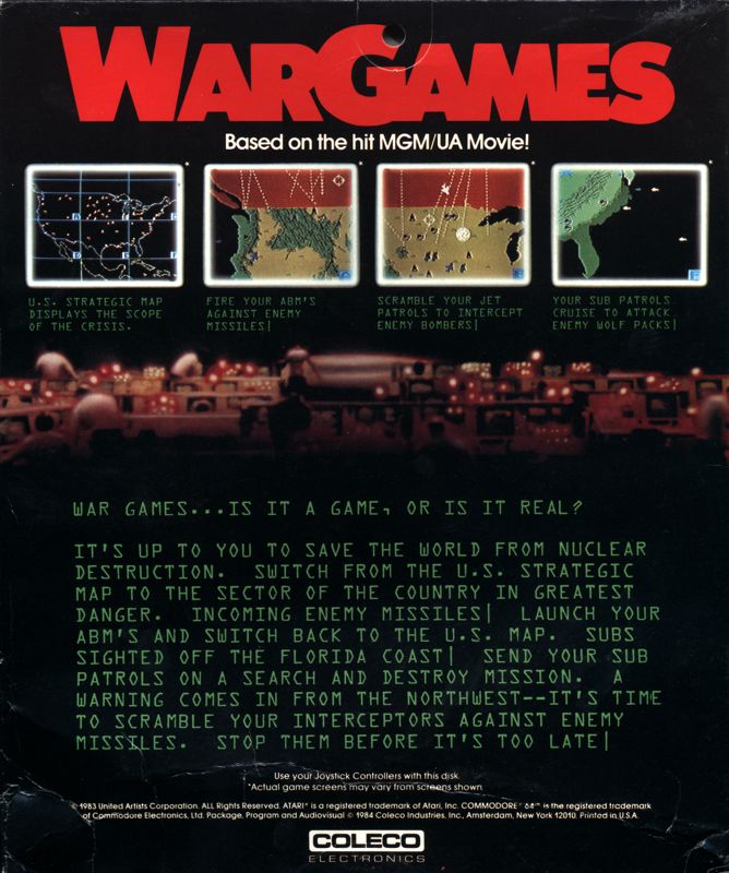 Back Cover for WarGames (Atari 8-bit and Commodore 64)