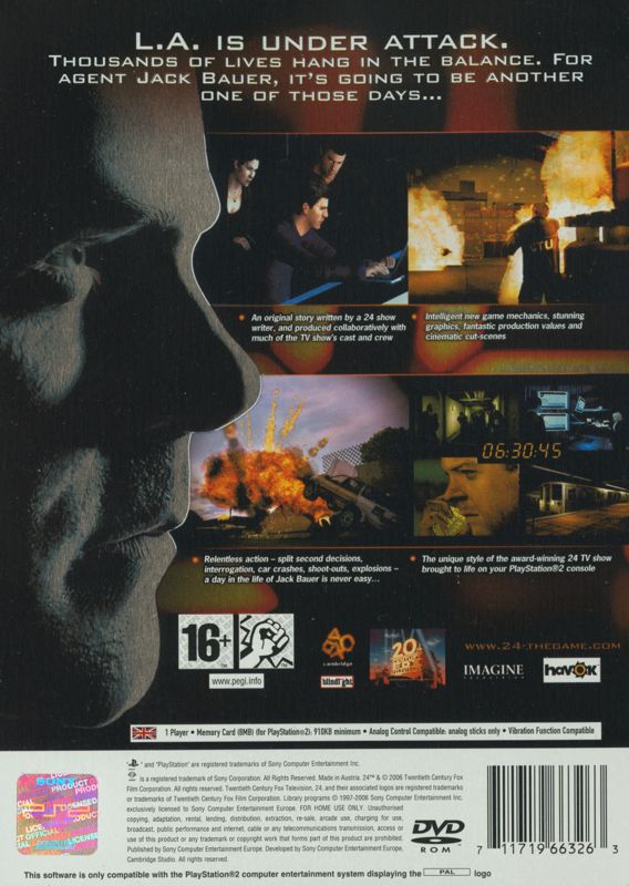 Back Cover for 24: The Game (PlayStation 2)