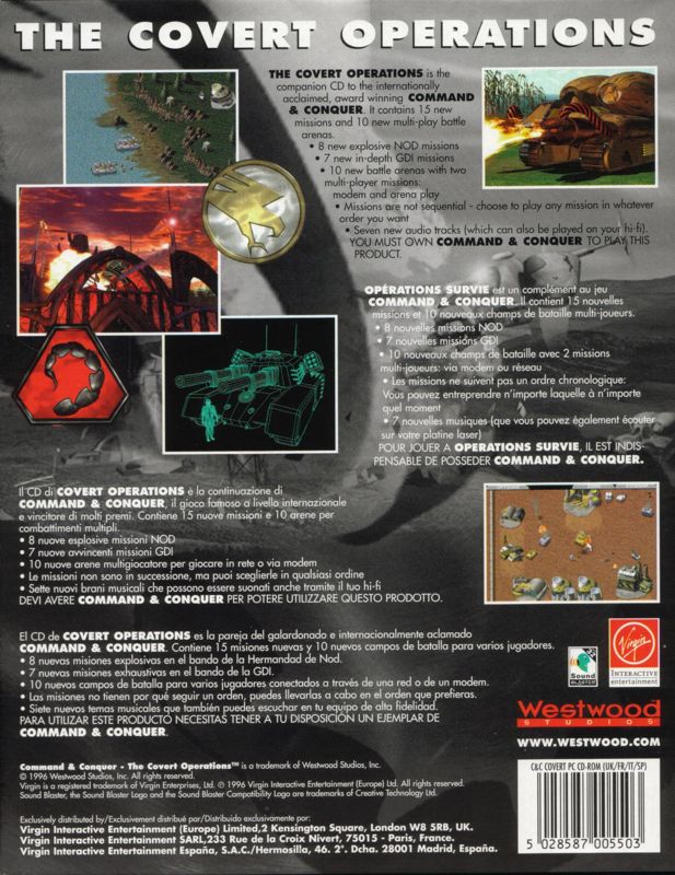 Back Cover for Command & Conquer: The Covert Operations (DOS)