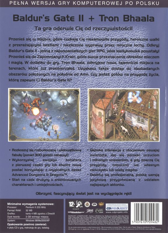 Back Cover for Baldur's Gate II: The Collection (Windows) (Nowa eXtra Klasyka release)