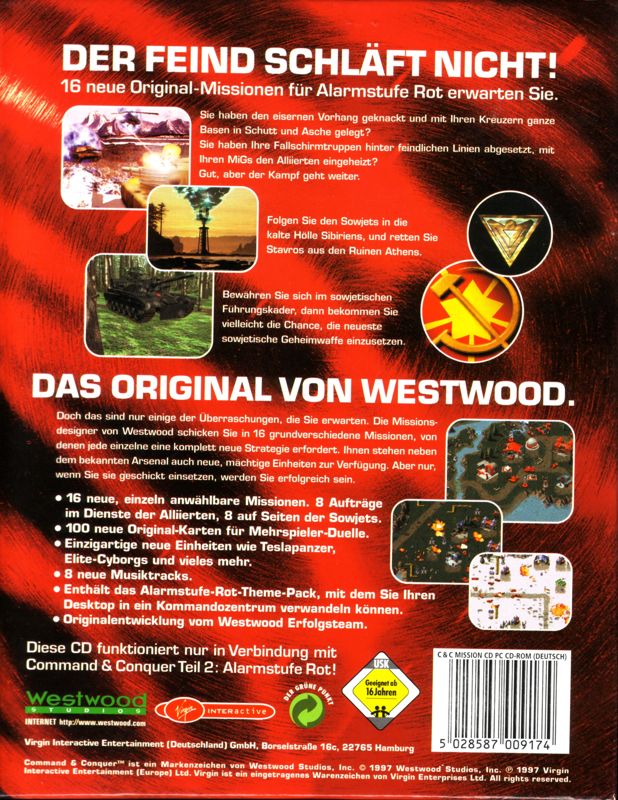 Back Cover for Command & Conquer: Mission CD - Gegenangriff (Limited Edition) (DOS and Windows)