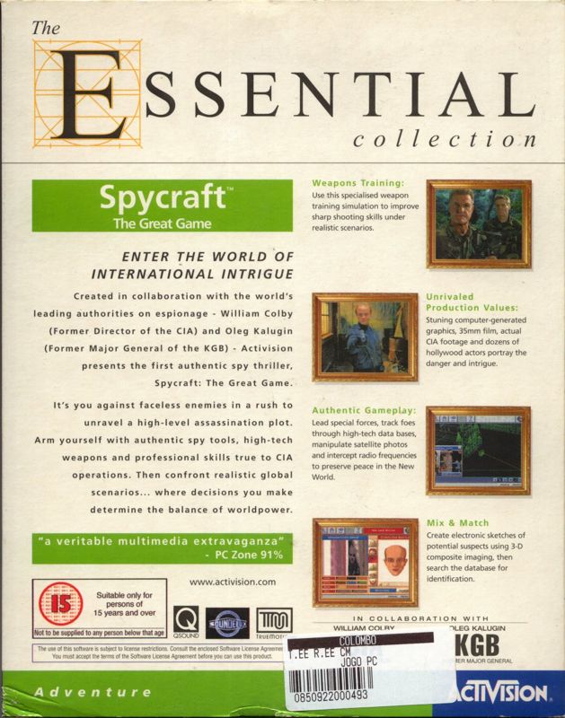 Back Cover for Spycraft: The Great Game (DOS and Windows) (The Essential Collection release )