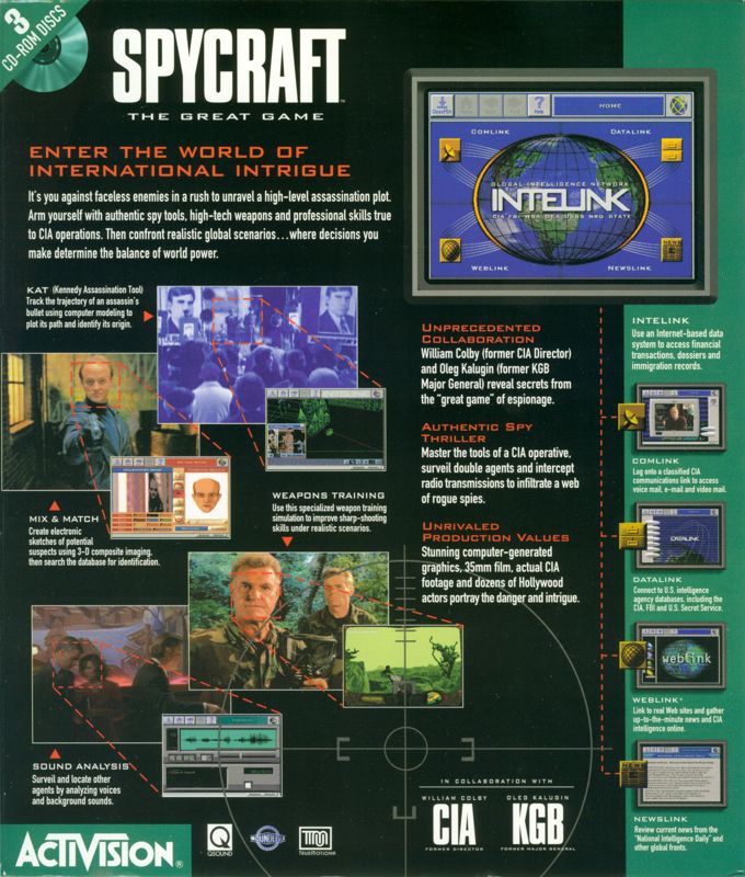 Back Cover for Spycraft: The Great Game (DOS and Windows)