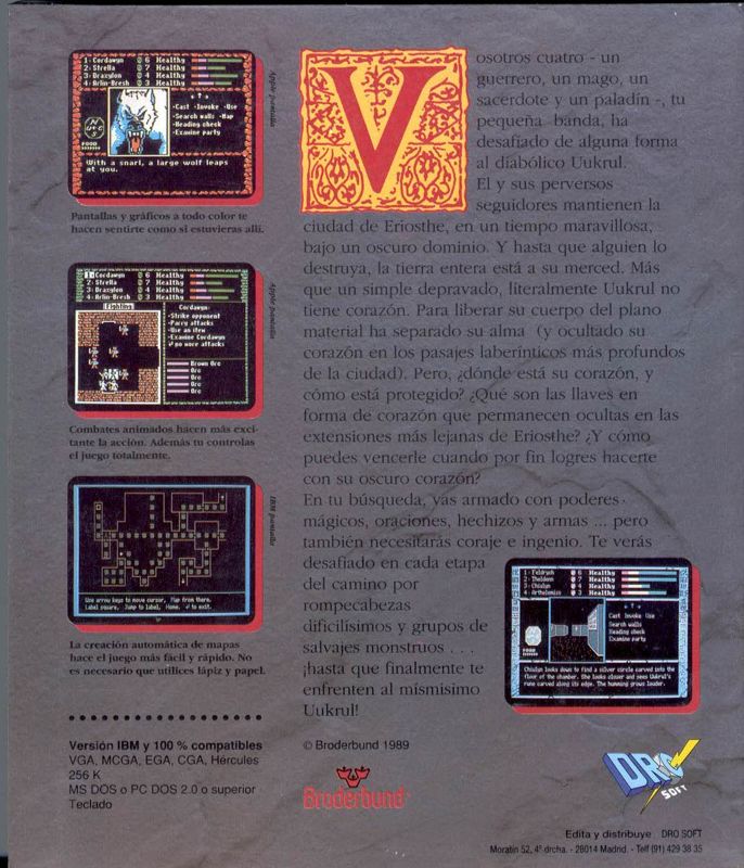 Back Cover for The Dark Heart of Uukrul (DOS)