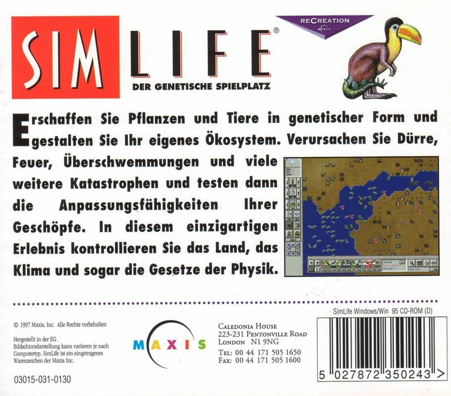 Other for SimLife (Windows 3.x) (ReCreation release): Jewel Case - Back