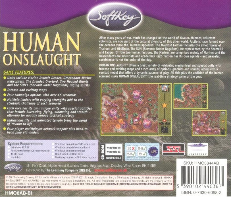 Back Cover for War Wind II: Human Onslaught (Windows) (SoftKey release)