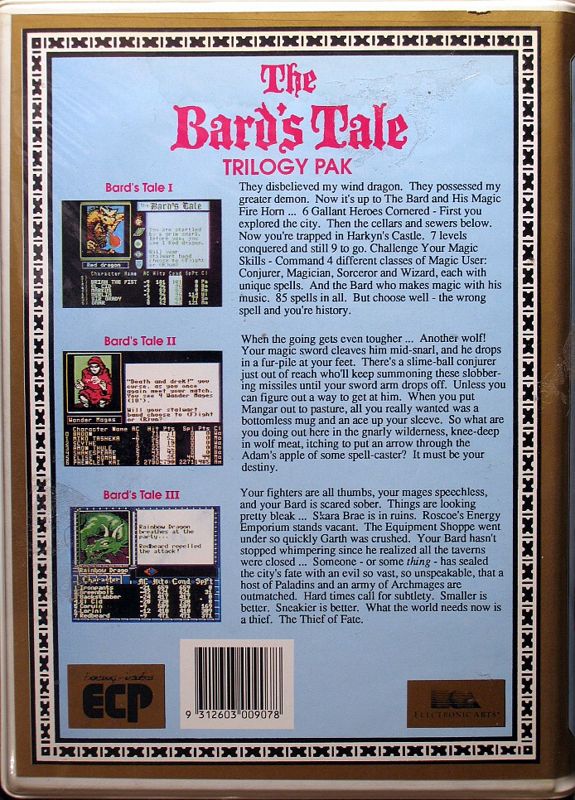 Back Cover for The Bard's Tale Trilogy (Commodore 64)