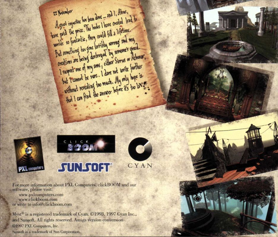 Other for Myst (Amiga): Jewel Case - Back