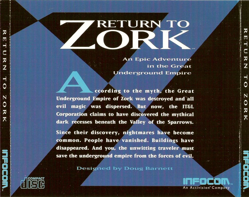 Other for Return to Zork (DOS): Jewel Case - Back