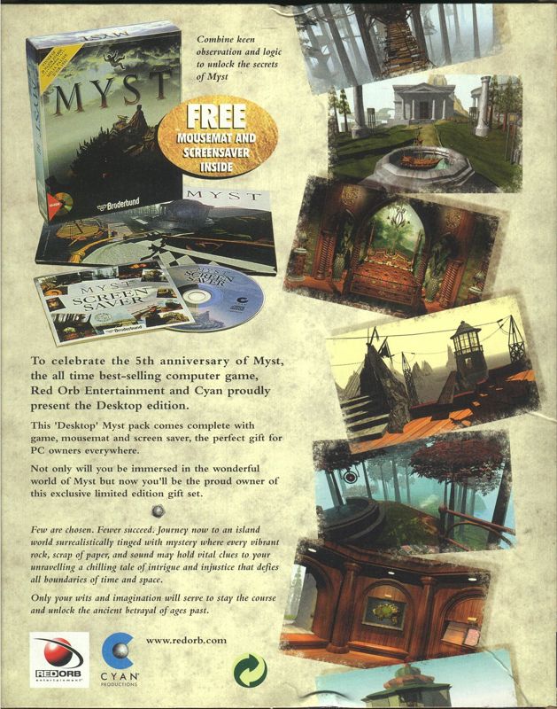 Back Cover for Myst (Desktop Edition) (Windows and Windows 3.x)