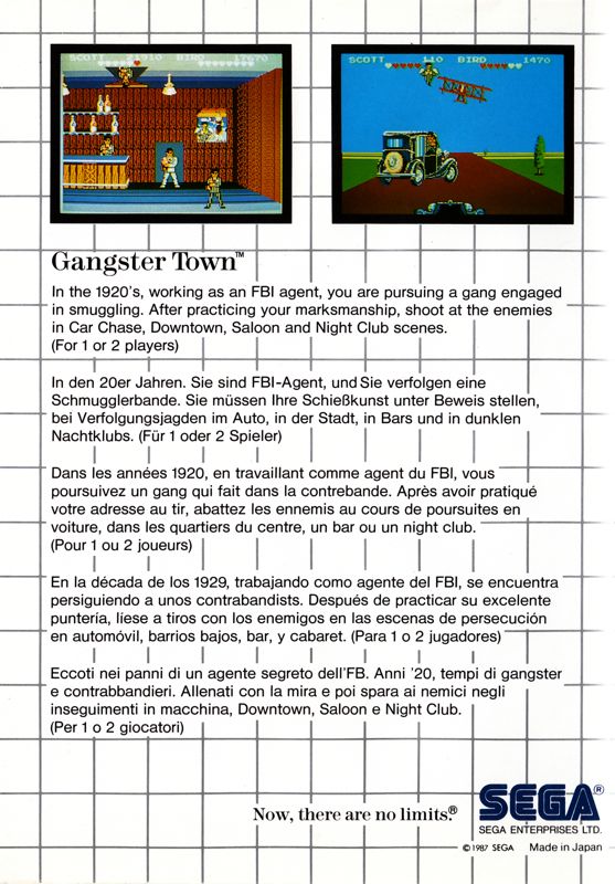 Back Cover for Gangster Town (SEGA Master System)