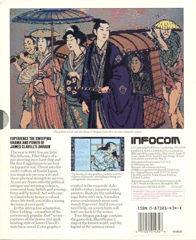Back Cover for James Clavell's Shōgun (Apple II)