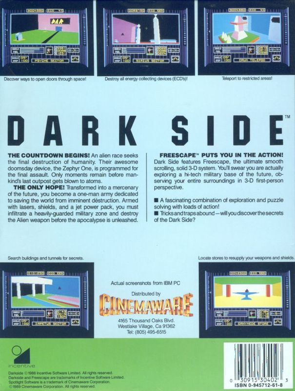 Back Cover for Dark Side (Commodore 64)