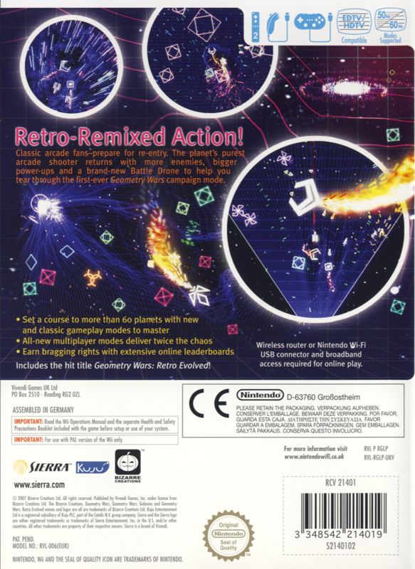 Back Cover for Geometry Wars: Galaxies (Wii)