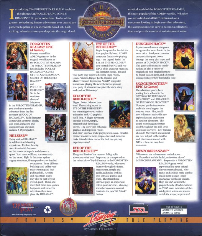 Back Cover for The Forgotten Realms Archives (DOS)