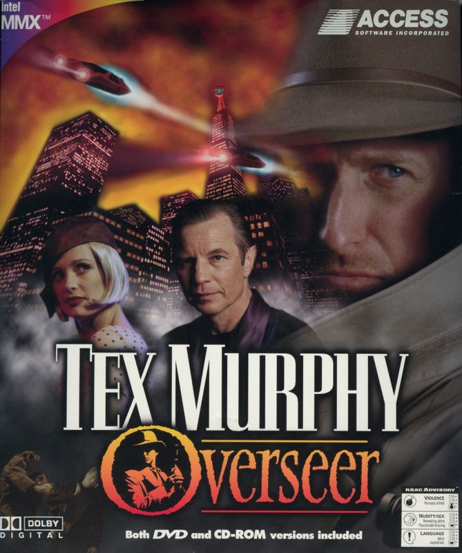Front Cover for Tex Murphy: Overseer (Windows) (Alternate Front - has L.E.D. on top of the building)