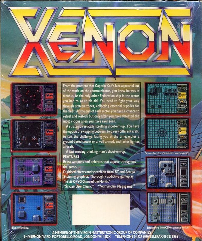 Back Cover for Xenon (Commodore 64)