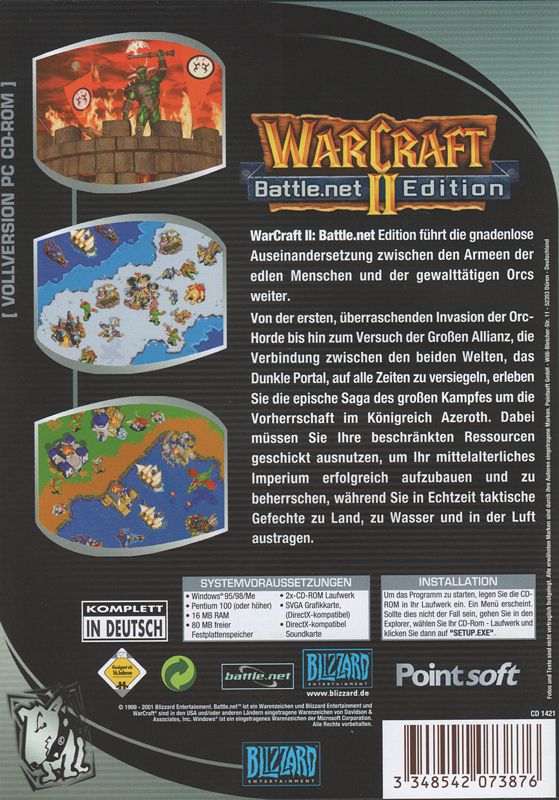 Back Cover for WarCraft II: Battle Chest (Windows) (Back to Games release)