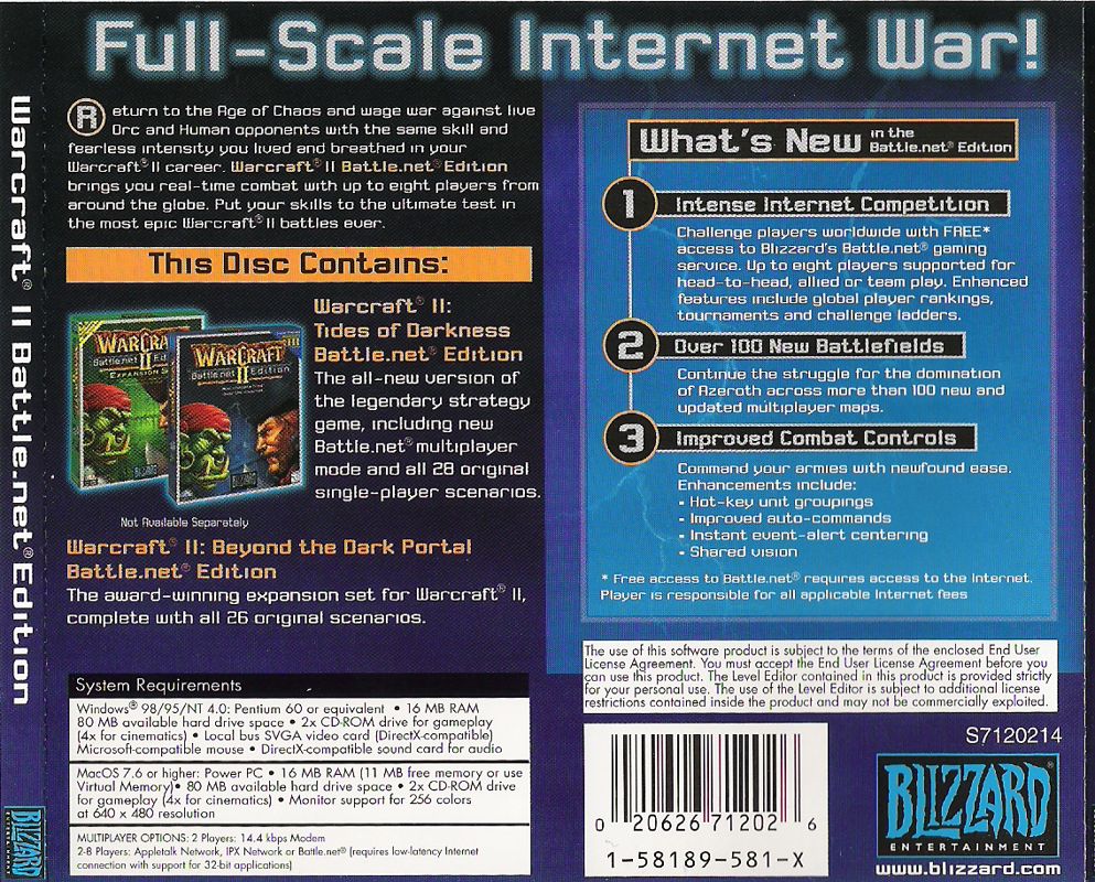 Other for WarCraft II: Battle Chest (Macintosh and Windows) (BestSeller Series release (2003)): Jewel Case - Back