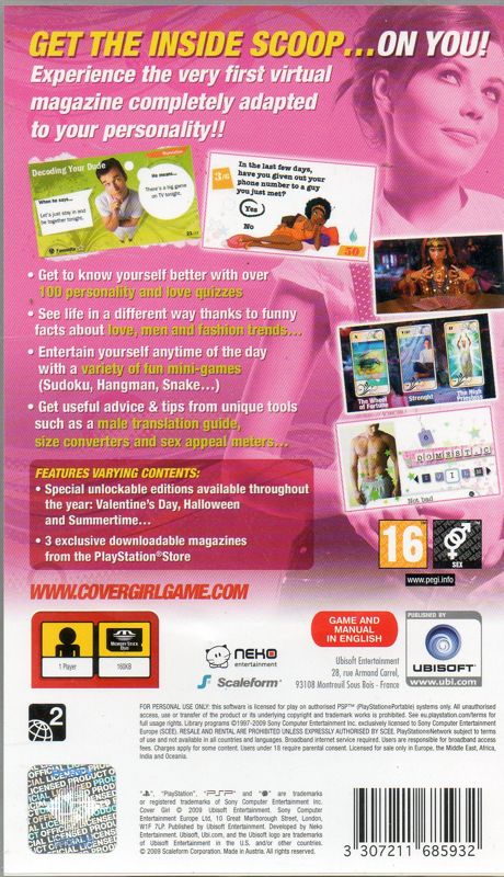 Back Cover for Cover Girl (PSP)