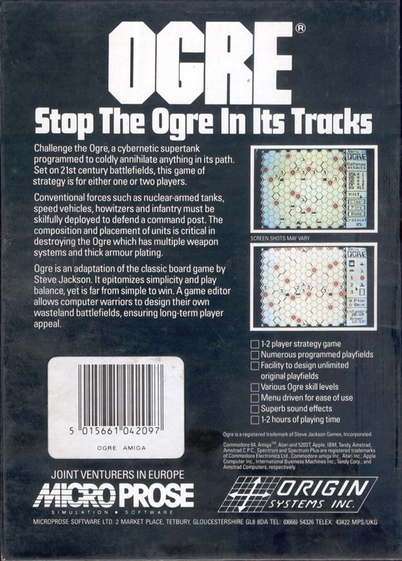 Back Cover for Ogre (Amiga)