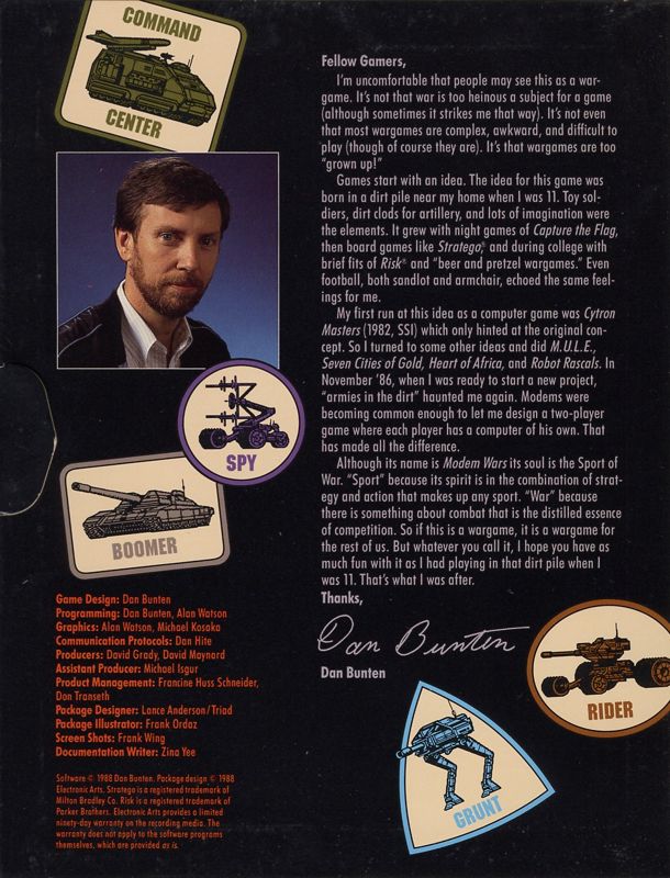 Inside Cover for Modem Wars (Commodore 64)