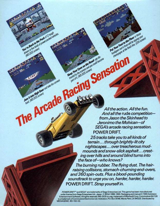 Back Cover for Power Drift (Commodore 64)