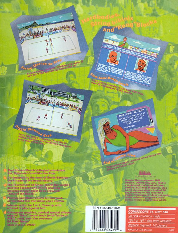 Back Cover for Kings of the Beach (Commodore 64)