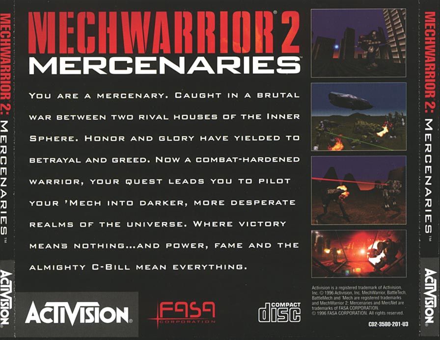 Other for MechWarrior 2: Mercenaries (DOS and Windows) (English version): Jewel Case - Back