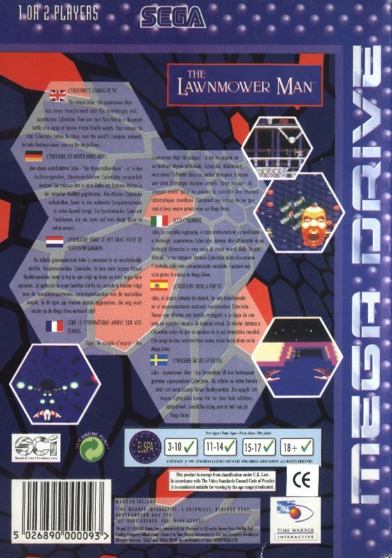 Back Cover for The Lawnmower Man (Genesis)