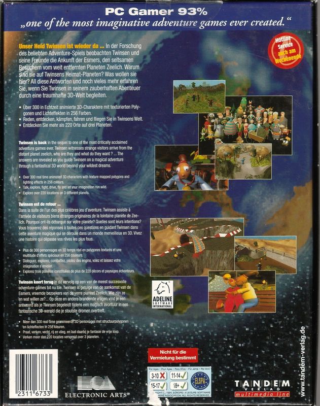 Back Cover for Twinsen's Odyssey (DOS and Windows) (Tandem Verlag release)