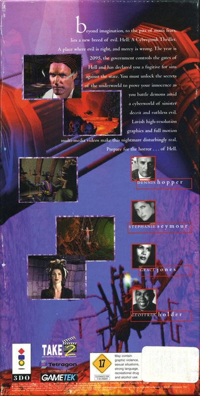 Back Cover for Hell: A Cyberpunk Thriller (3DO)