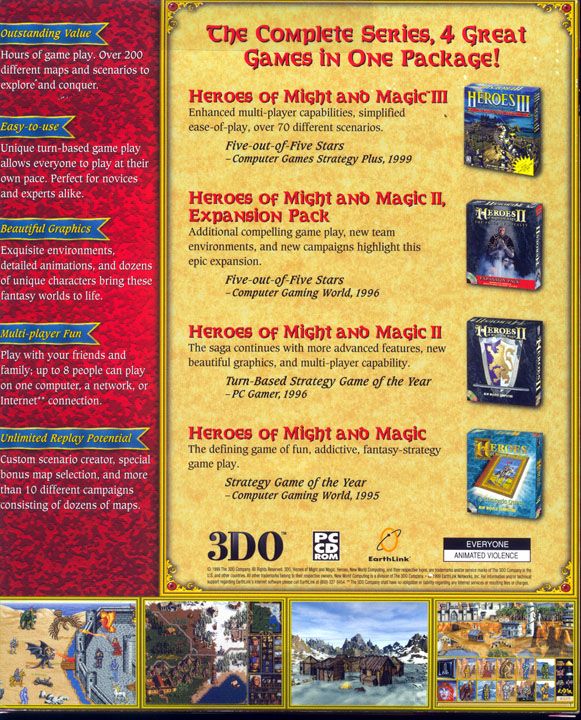 Back Cover for Heroes of Might and Magic: Millennium Edition (DOS and Windows)