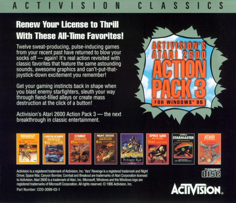 Other for Activision's Atari 2600 Action Pack 3 (Windows): Jewel Case - Back