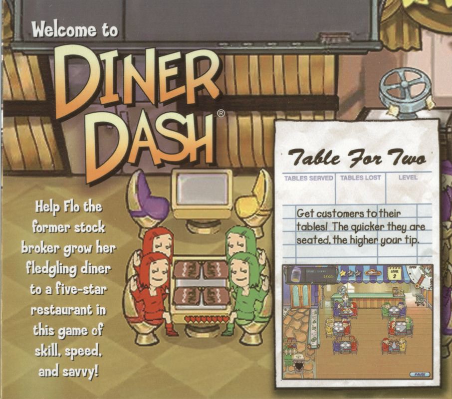 Inside Cover for Diner Dash (Windows): Left