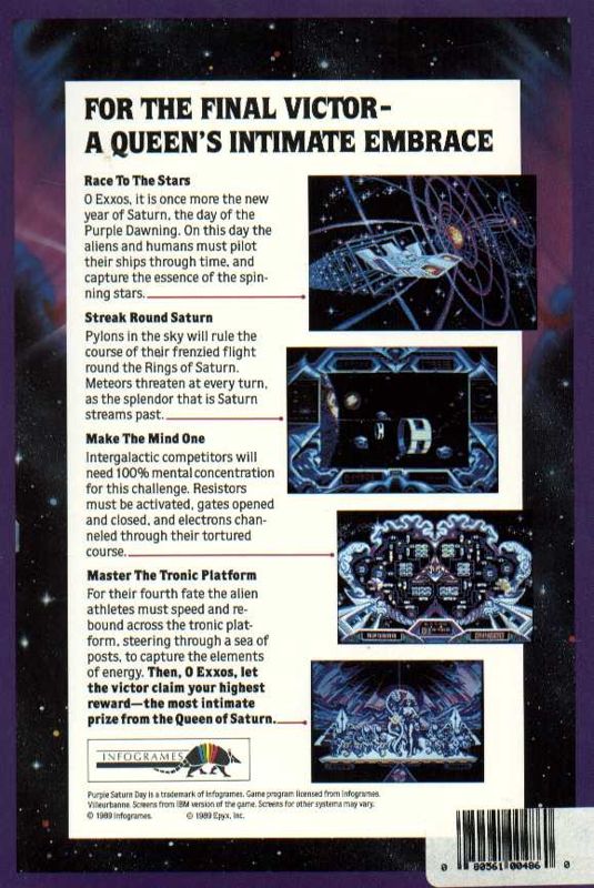 Back Cover for Purple Saturn Day (Amiga)