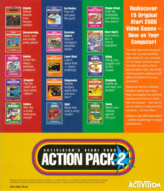 Back Cover for Activision's Atari 2600 Action Pack 2 (Windows and Windows 3.x)