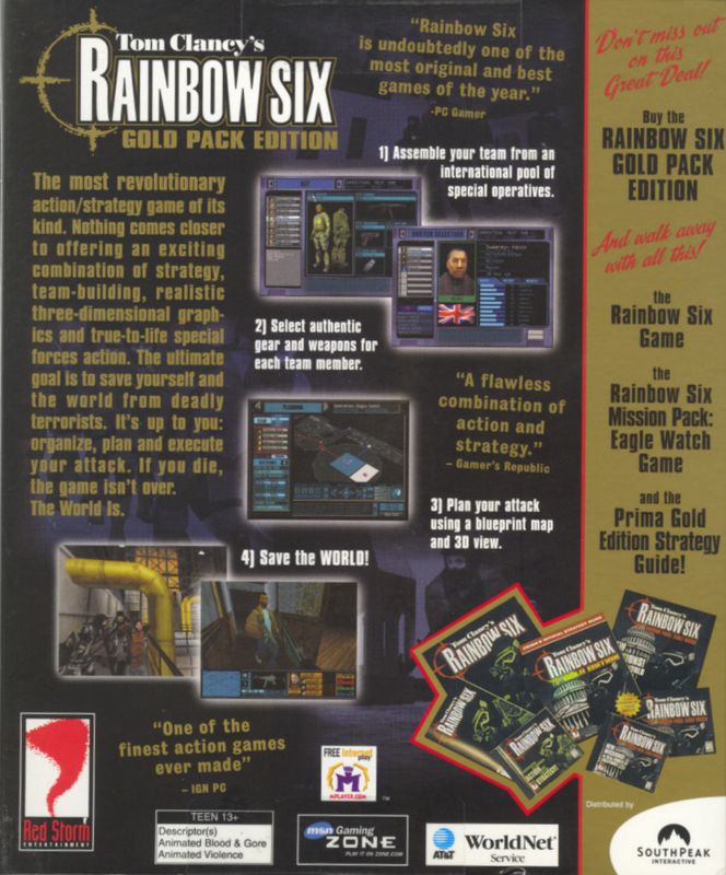 Back Cover for Tom Clancy's Rainbow Six: Gold Pack Edition (Windows) (Re-release)