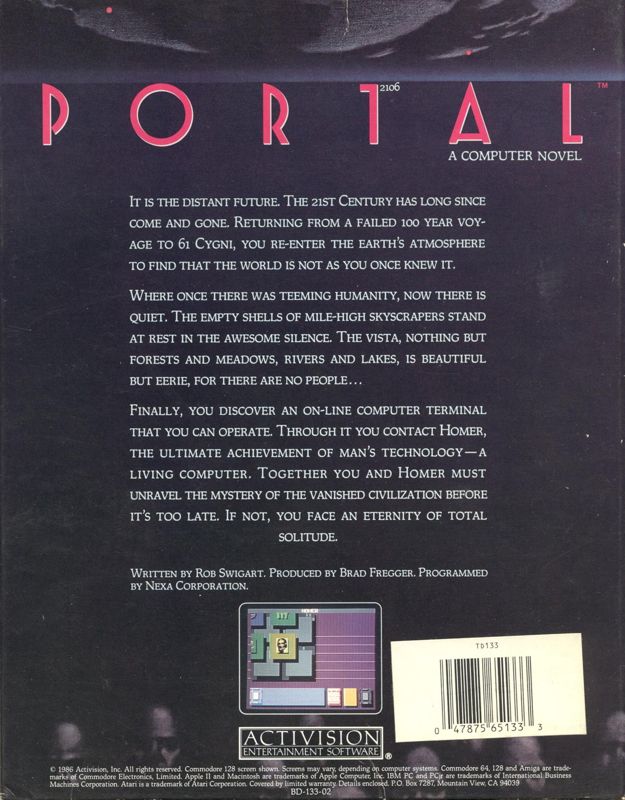 Back Cover for Portal (Apple II)
