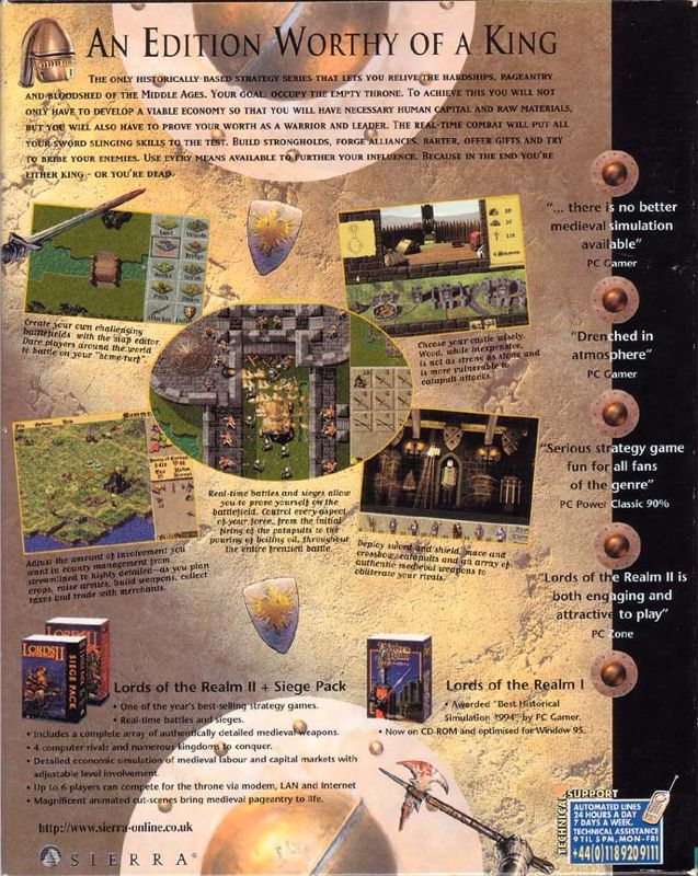 Back Cover for Lords of the Realm II: Royal Edition (DOS and Windows)