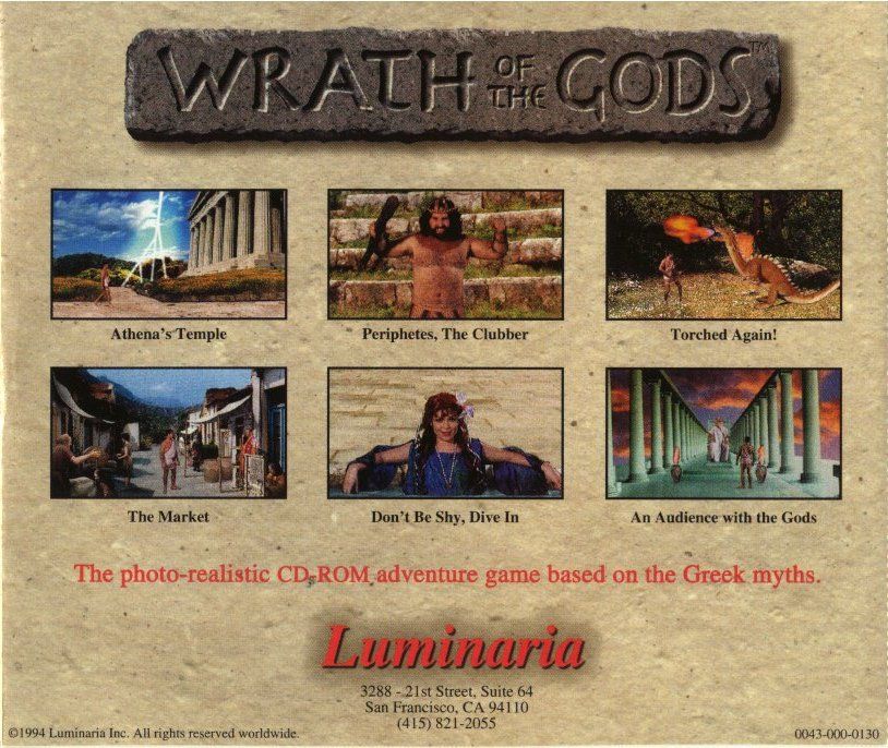 Other for Wrath of the Gods (Windows 3.x) (1st edition): Jewel Case - Back